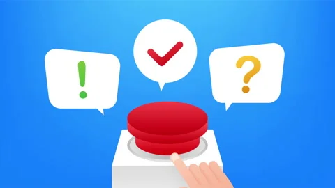 Quiz Button with speech bubble symbols, concept of questionnaire show sing, quiz Stock Footage 147552294