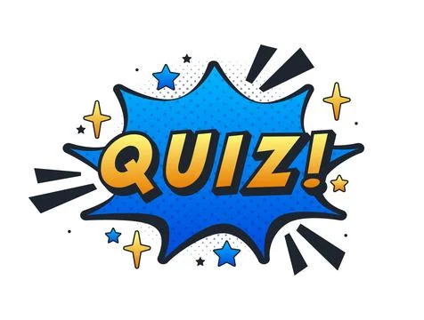 Quiz comic book style speech bubble announcing a quiz Stock Illustration