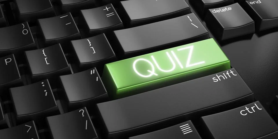 Quiz - computer keyboard - 3D illustration Stock Illustration