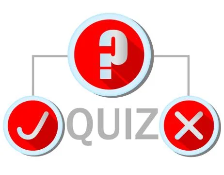 Quiz emblem in flat design with question mark icon, Yes icon and No icon. All Stock Illustration