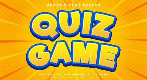 Quiz Game 3d Editable Text Effect Template 스톡 일러스트