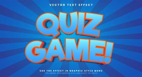 Quiz Game 3d Editable Text Effect Template Stock Illustration