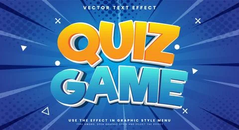 Quiz Game 3d Editable Text Effect Template 스톡 일러스트
