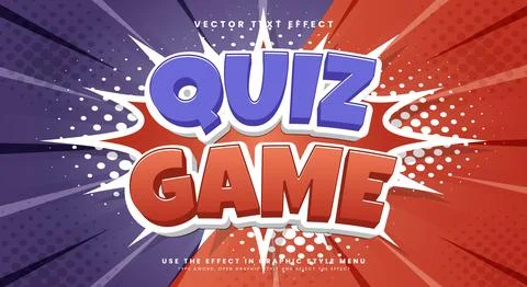 Quiz Game 3d Editable Text Effect Template Stock Illustration