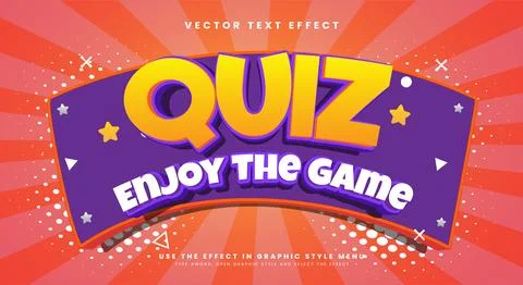 Quiz game 3d editable Text Effect Template Stock Illustration
