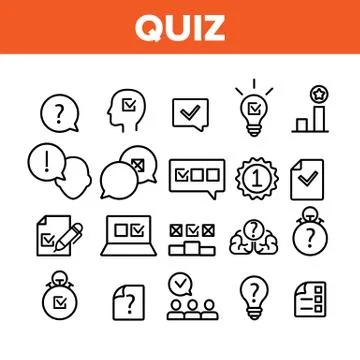 Quiz Game Collection Elements Icons Set Vector 库存插图