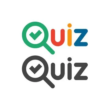 Quiz game show logo. Quizzes and test competition icon with tick symbol. Ve.. Illustrazione stock