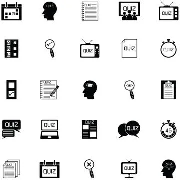 Quiz icon set Illustrazione stock