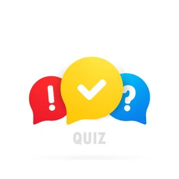 Quiz logo icon vector. Bubble speeches with question and check mark signs Stock Illustration