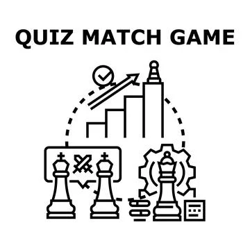 Quiz match game concept comparing chess opponents Stock Illustration