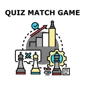 Quiz match game concept comparing chess opponents Stock Illustration