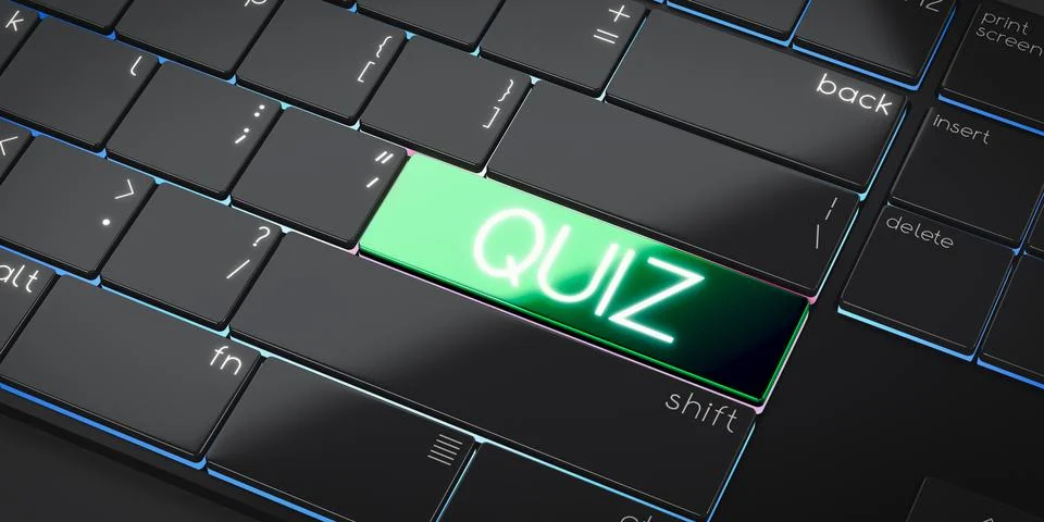Quiz - modern computer keyboard - 3D illustration Stock Illustration