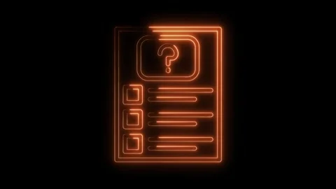 Quiz or survey list with a question mark glowing neon style animated graphic Stock Footage 322968401