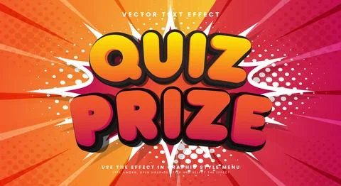 Quiz Prize 3d Editable Text Effect Template Stock-Illustration