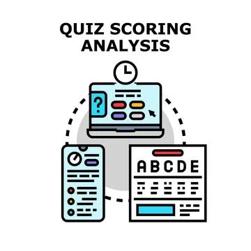 Quiz scoring analysis and online assessment concept Ilustração Stock