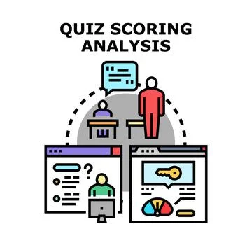 Quiz scoring analysis evaluating student performance Stock Illustration