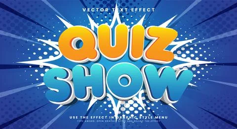 Quiz Show 3d Editable Text Effect Template Illustrazione stock