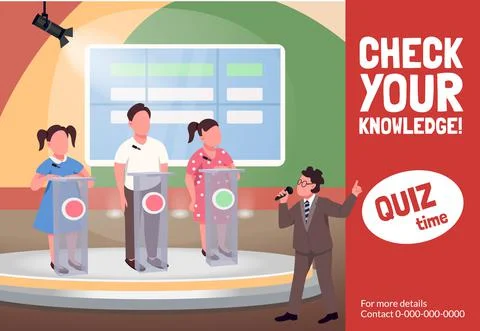 Quiz show banner flat vector template Illustrazione stock