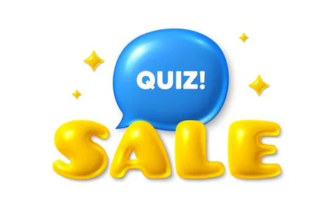 Quiz symbol. Answer question sign. Sale text 3d banner with chat bubble. Vector Stock Illustration
