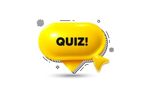 Quiz symbol. Answer question sign. Click here speech bubble 3d icon. Vector Illustrazione stock
