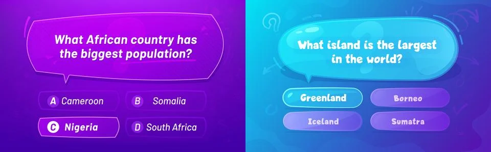 Quiz template layout, question and answer game Stock Illustration