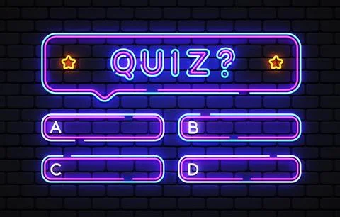 Quiz test menu neon template. Quiz on light background for game background Stock Illustration