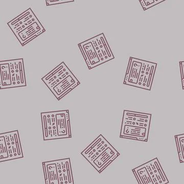 Quiz tests online learning platform line seamless pattern Stock Illustration