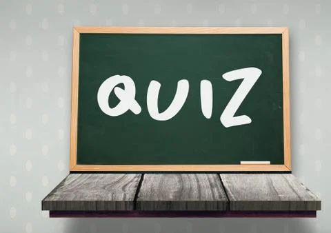 Quiz text on blackboard Stock Photos