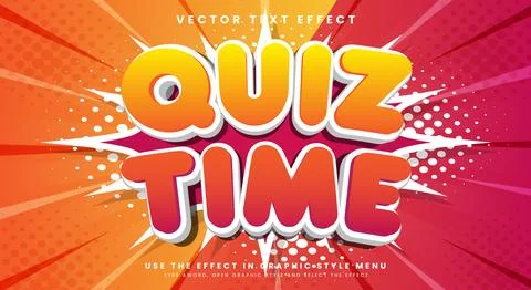 Quiz Time 3d Editable Text Effect Template Stock Illustration