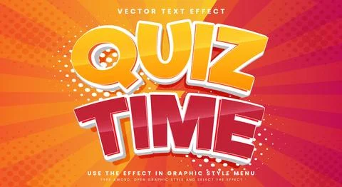 Quiz Time Comic Style 3d editable text effect Stock Illustration