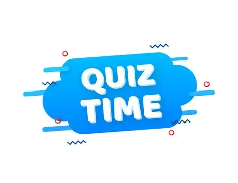 Quiz time logo with clock, concept of questionnaire show sing, quiz button Stock Illustration