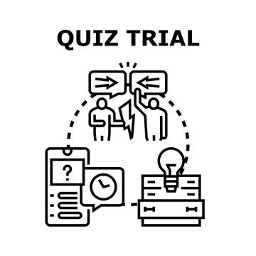 Quiz trial activity exploring knowledge and competition 库存插图