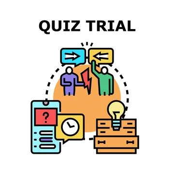 Quiz trial activity exploring knowledge and competition 库存插图