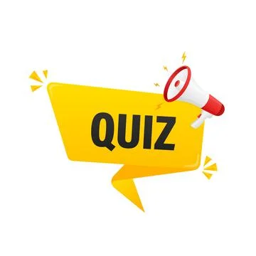 Quiz. Vector flat illustration with megaphone on white background. Stock Illustration