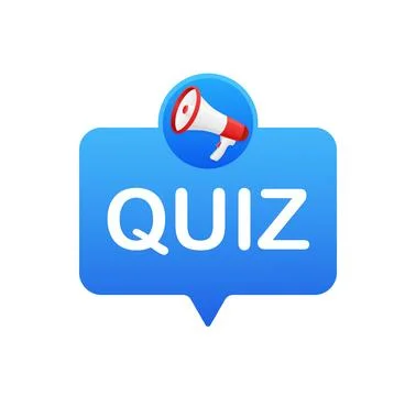 Quiz. Vector flat illustration with megaphone on white background. Stockillustratie