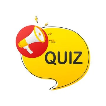 Quiz. Vector flat illustration with megaphone on white background. Stock Illustration