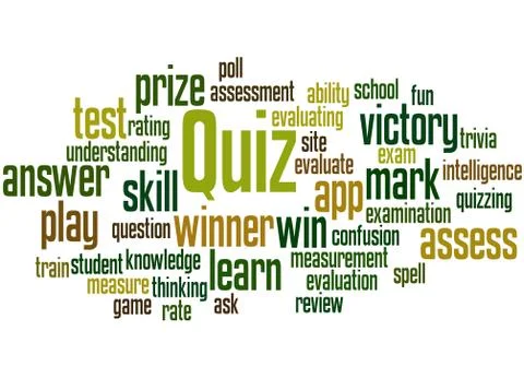 Quiz, word cloud concept Ilustração Stock