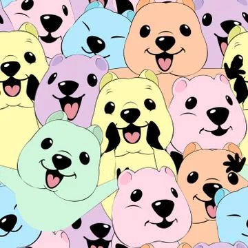 Quokka pattern illustration style Flat Stock Illustration