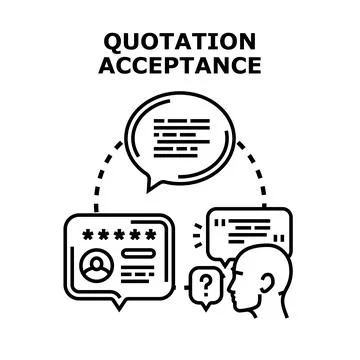 Quotation acceptance process with question and approval Stock Illustration