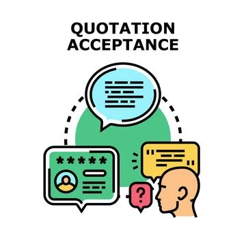Quotation acceptance process with question and approval Stock Illustration