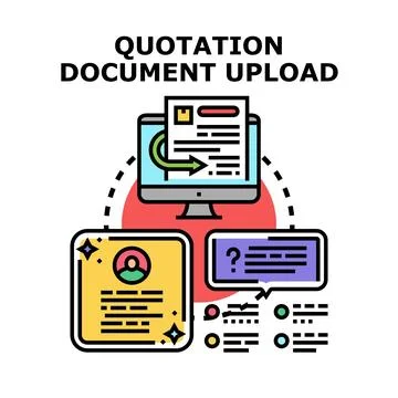 Quotation document upload process on computer screen Stock Illustration