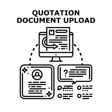 Quotation document upload process on computer screen 스톡 일러스트