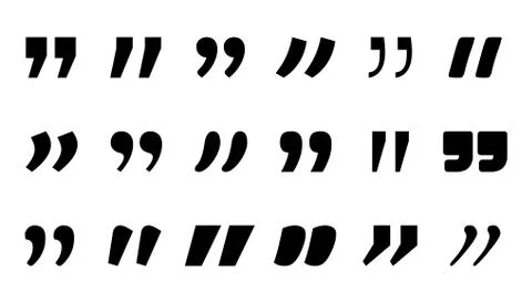 Quotation double commas. Quote mark sigh for chat discussion. Vector quotes m Stock Illustration