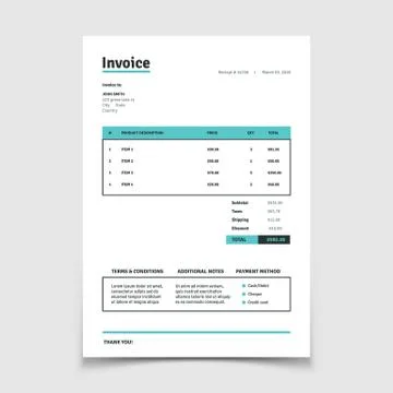 Quotation invoice template. Paper bill form vector design Stock Illustration