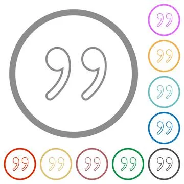 Quotation mark outline flat icons with outlines Stock Illustration