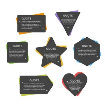 Quotation mark speech bubble. Empty quote blank citation template. 스톡 일러스트