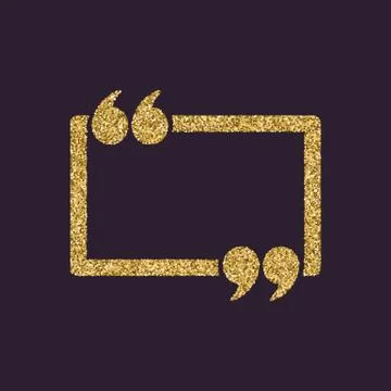 The Quotation Mark Speech Bubble icon. Quotes, citation, opinion symbol. Gold Stock-Illustration