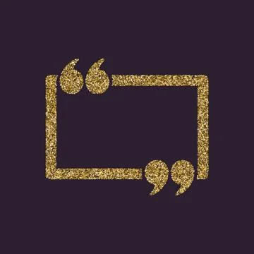 The Quotation Mark Speech Bubble icon. Quotes, citation, opinion symbol. Gold Stock-Illustration