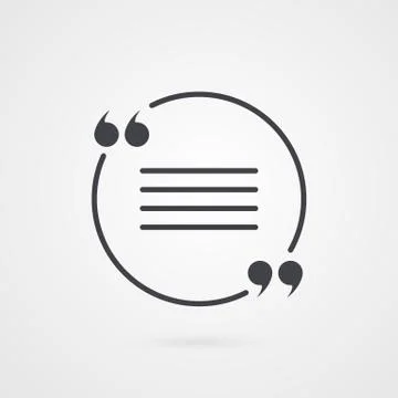 Quotation mark symbol. Vector icon isolated on grey gradient background Ilustração Stock