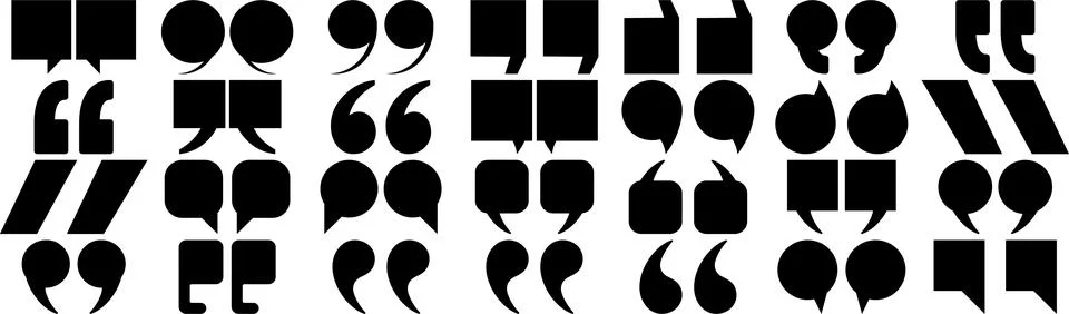 Quotation Marks and Speech Bubble Icons Collection Stock Illustration